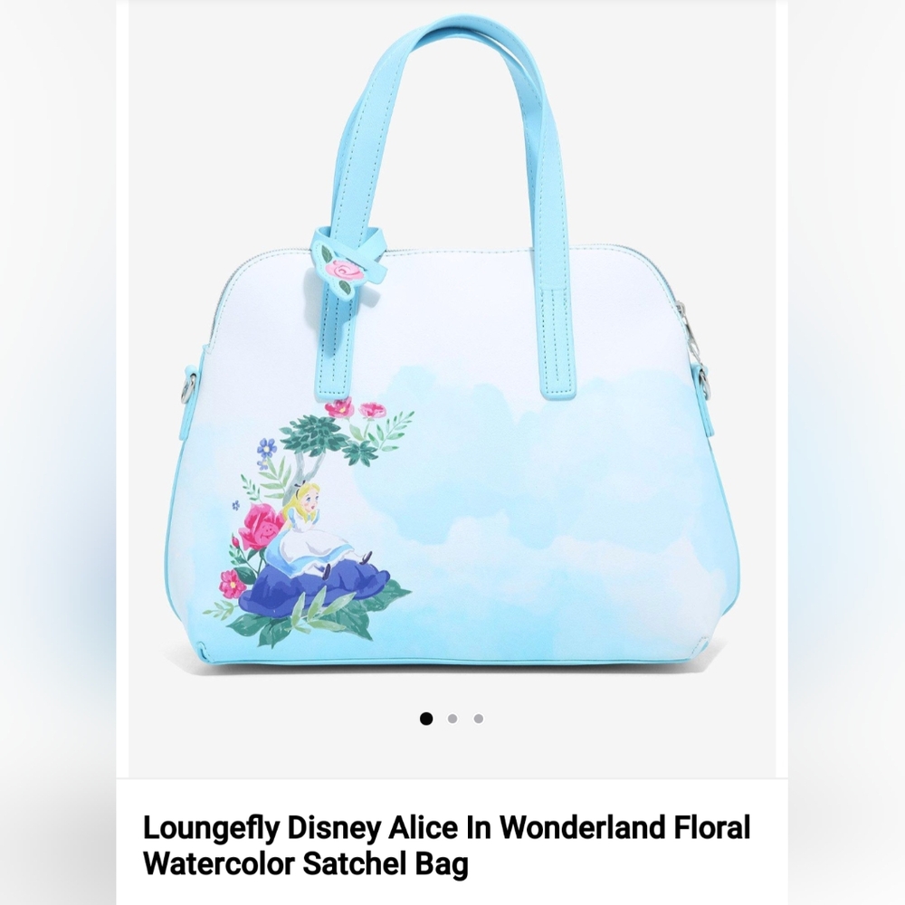 NWT Loungefly Disney Alice In Wonderland Floral Watercolor Satchel Bag